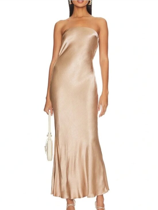 bec + bridge Dresses & Skirts - Bec + Bridge Moondance Strapless Midi Dress Golden